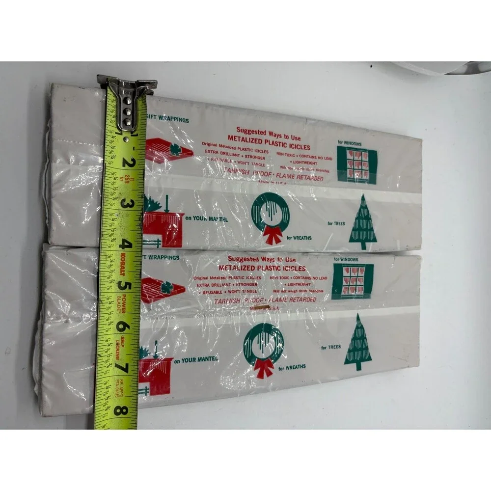 Vintage Liberty Bell Christmas Silver Tree Tinsel Icicles 1000pc 2 Boxes